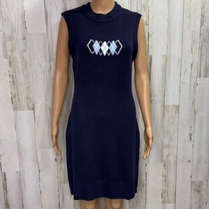 H&M Divided Blue Mock Neck‎ Sleeveless Argyle Sweater Dress